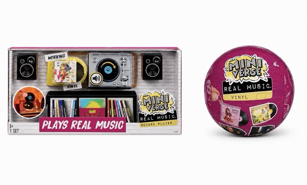 MGA's Miniverse Mini Record Player + Vinyl Playable Records BUNDLE DEAL